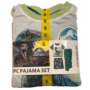 Jurassic World 3 Piece Kids Pajama Set, Size 6, NWT